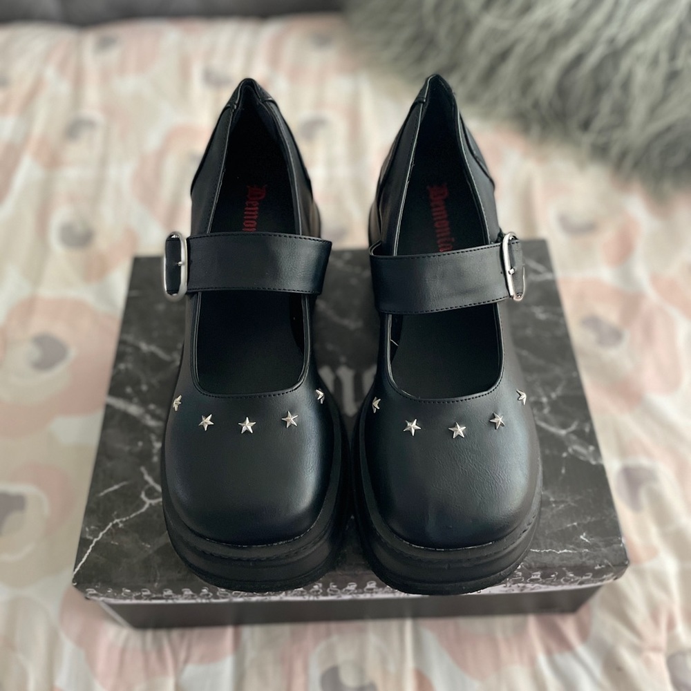 Demonia Star Studded Mary Janes